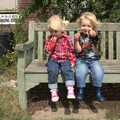 Fred and Milly sit on a bench, Fred's First Sports Day, Palgrave, Suffolk - 18th June 2011