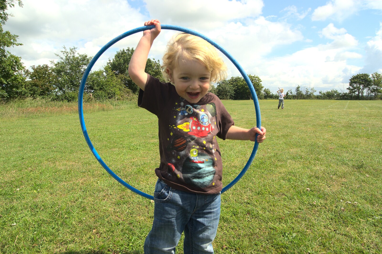 Fred's got a hoop from Fred's First Sports Day, Palgrave, Suffolk - 18th June 2011