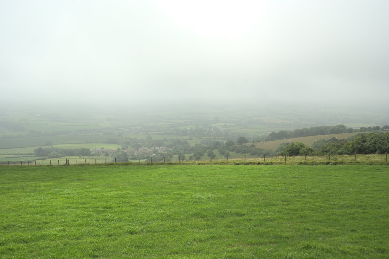 A view over the misty hills of Dorset from A Camper Van Odyssey: Charmouth, Plymouth, Dartmoor and Bath - 20th June 2011