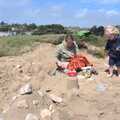 Isobel and Fred build a sand castle on the beach, A Camper Van Odyssey: Charmouth, Plymouth, Dartmoor and Bath - 20th June 2011