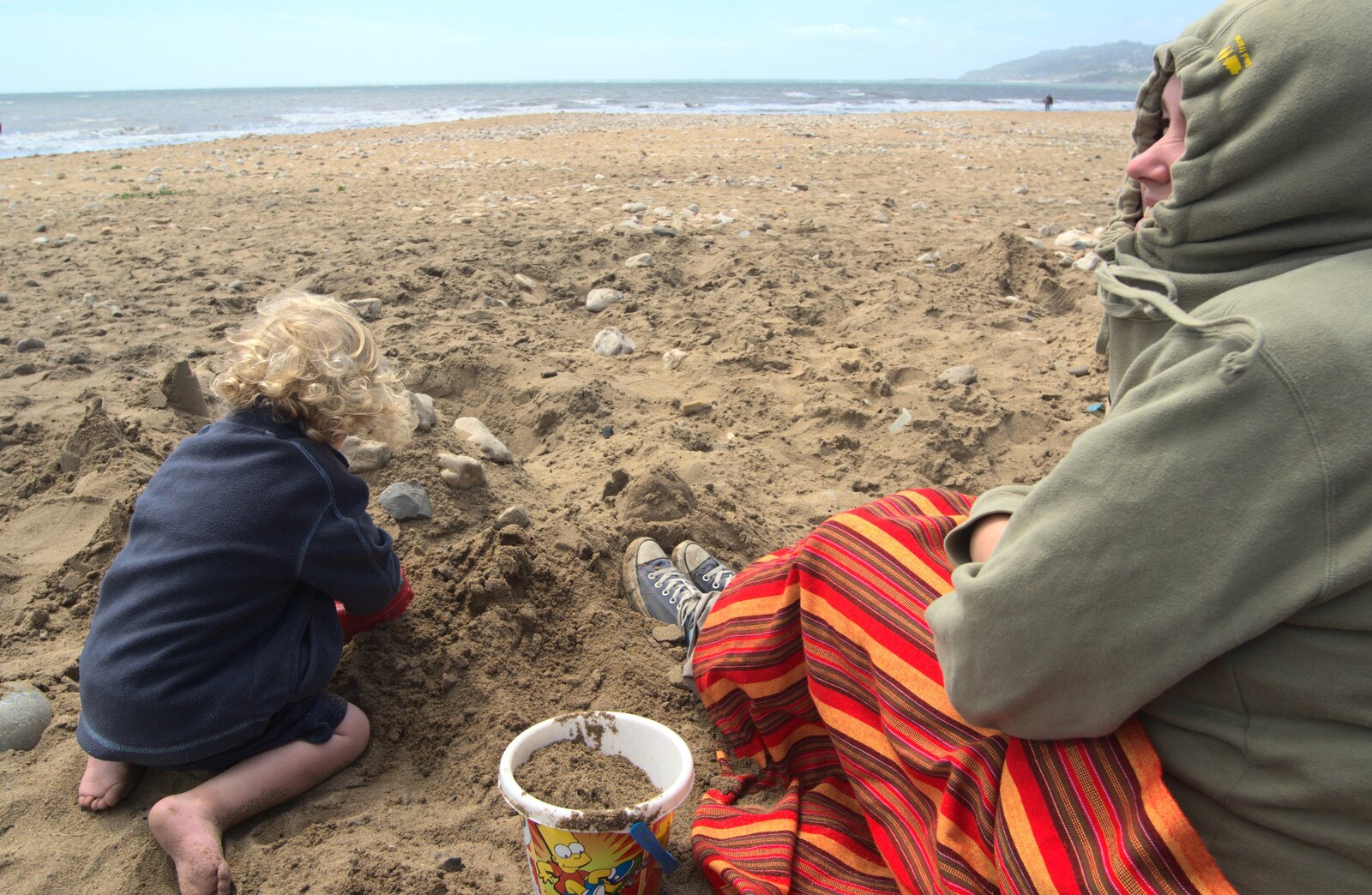 Fred digs around on the beach from A Camper Van Odyssey: Charmouth, Plymouth, Dartmoor and Bath - 20th June 2011