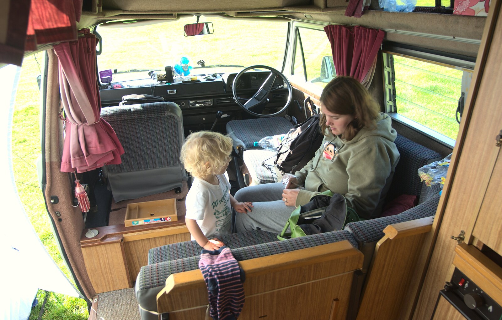 Fred and Isobel in the van from A Camper Van Odyssey: Charmouth, Plymouth, Dartmoor and Bath - 20th June 2011