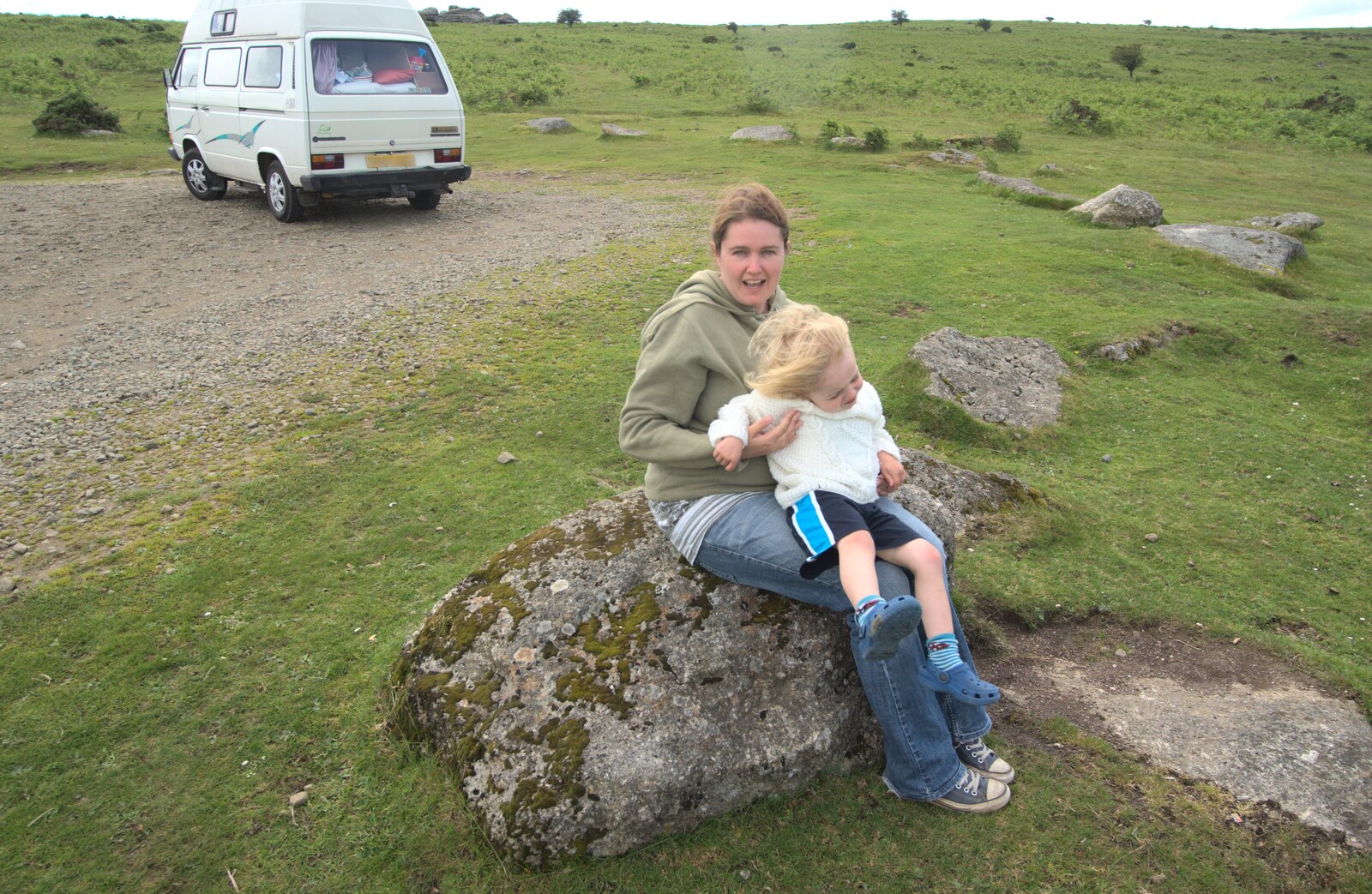 Isobel and Fred in the wind from A Camper Van Odyssey: Charmouth, Plymouth, Dartmoor and Bath - 20th June 2011