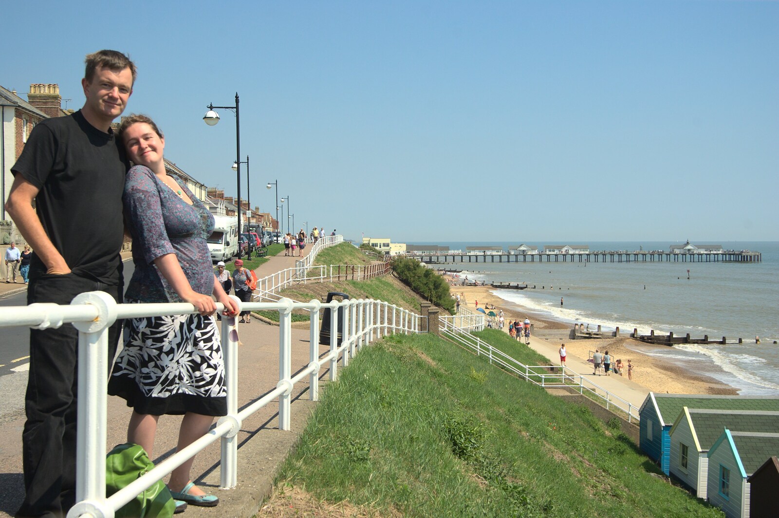 Nosher and Isobel on the promenade from The First Anniversary, Southwold, Suffolk - 3rd July 2011