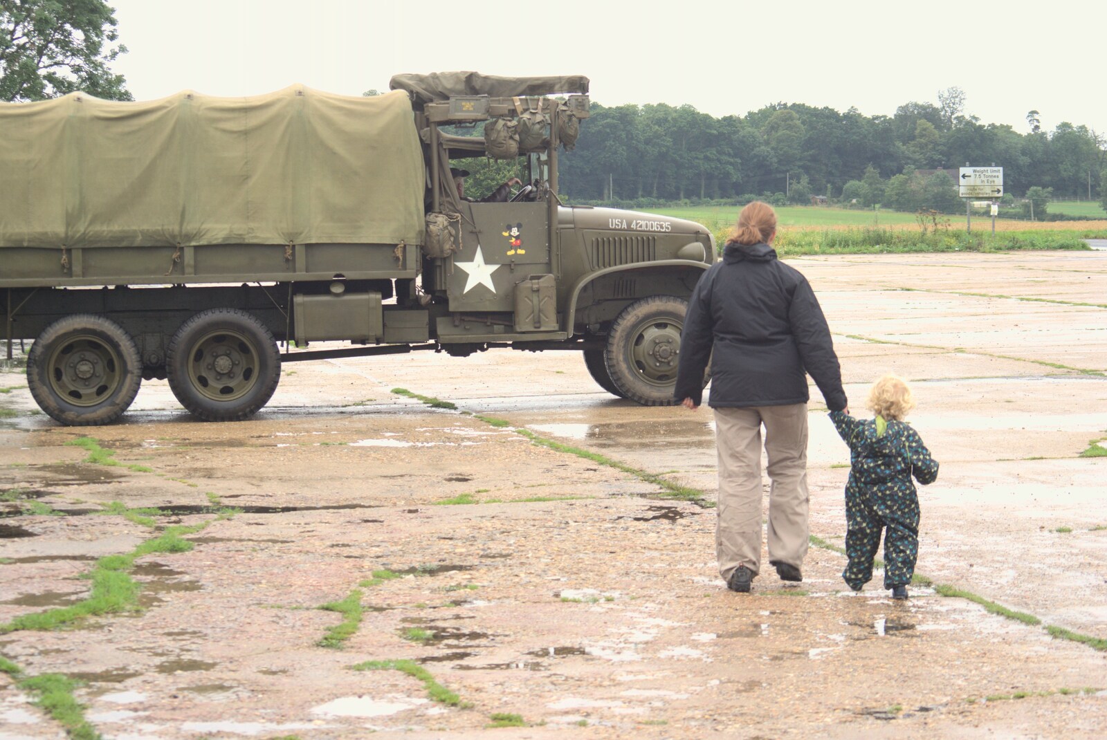 Isobel and Fred go to look from Clive's Military Vehicle Convoy, Brome Aerodrome, Suffolk - 16th July 2011