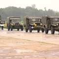 Trucks and Jeeps trundle on to the airfield, Clive's Military Vehicle Convoy, Brome Aerodrome, Suffolk - 16th July 2011