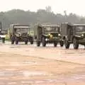 Trucks and Jeeps trundle on to the airfield, Clive's Military Vehicle Convoy, Brome Aerodrome, Suffolk - 16th July 2011