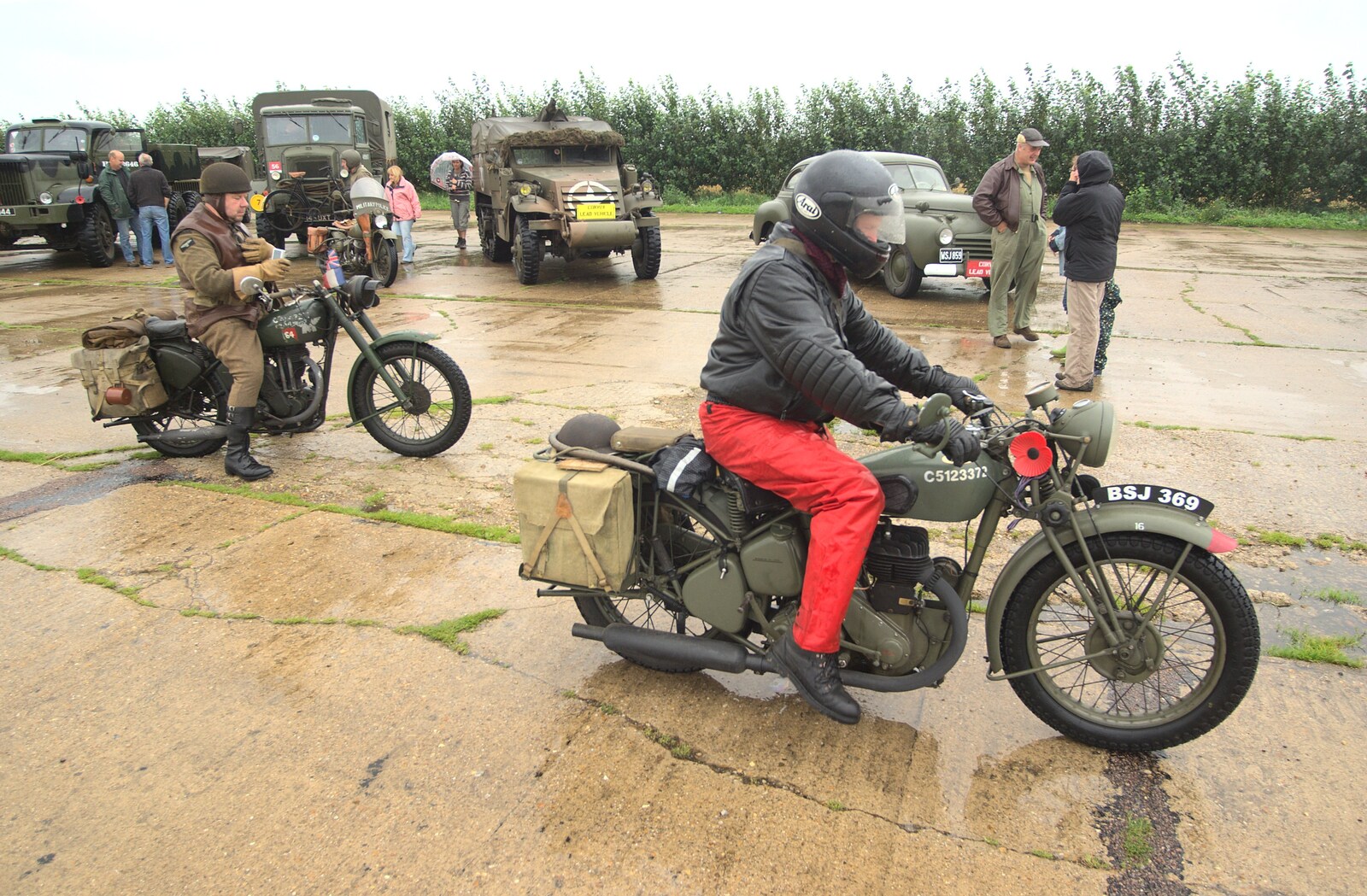 Motorbikes mill around from Clive's Military Vehicle Convoy, Brome Aerodrome, Suffolk - 16th July 2011