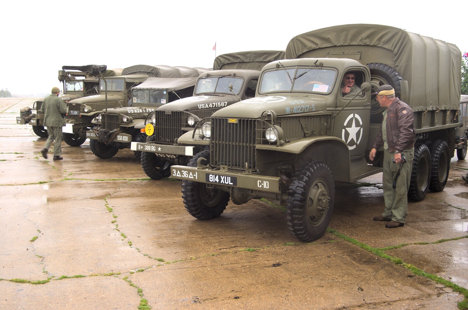 Trucks all lined up from Clive's Military Vehicle Convoy, Brome Aerodrome, Suffolk - 16th July 2011