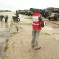 Clive ponders the scene with his megaphone, Clive's Military Vehicle Convoy, Brome Aerodrome, Suffolk - 16th July 2011