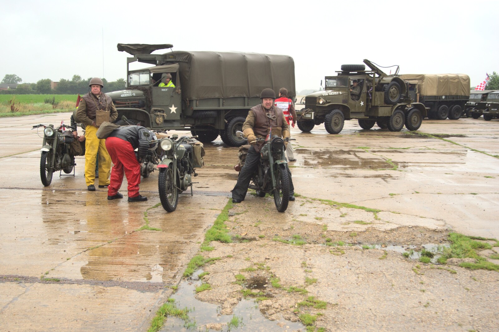 The motorobike massive get ready to steam off from Clive's Military Vehicle Convoy, Brome Aerodrome, Suffolk - 16th July 2011