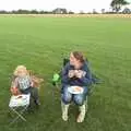 Fred and Isobel eat some campervan nosh, Maurice's Mustang Hangar Dance, Hardwick Airfield, Norfolk - 16th July 2011