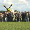 A group of people crowd around Janie for a photo, Maurice's Mustang Hangar Dance, Hardwick Airfield, Norfolk - 16th July 2011