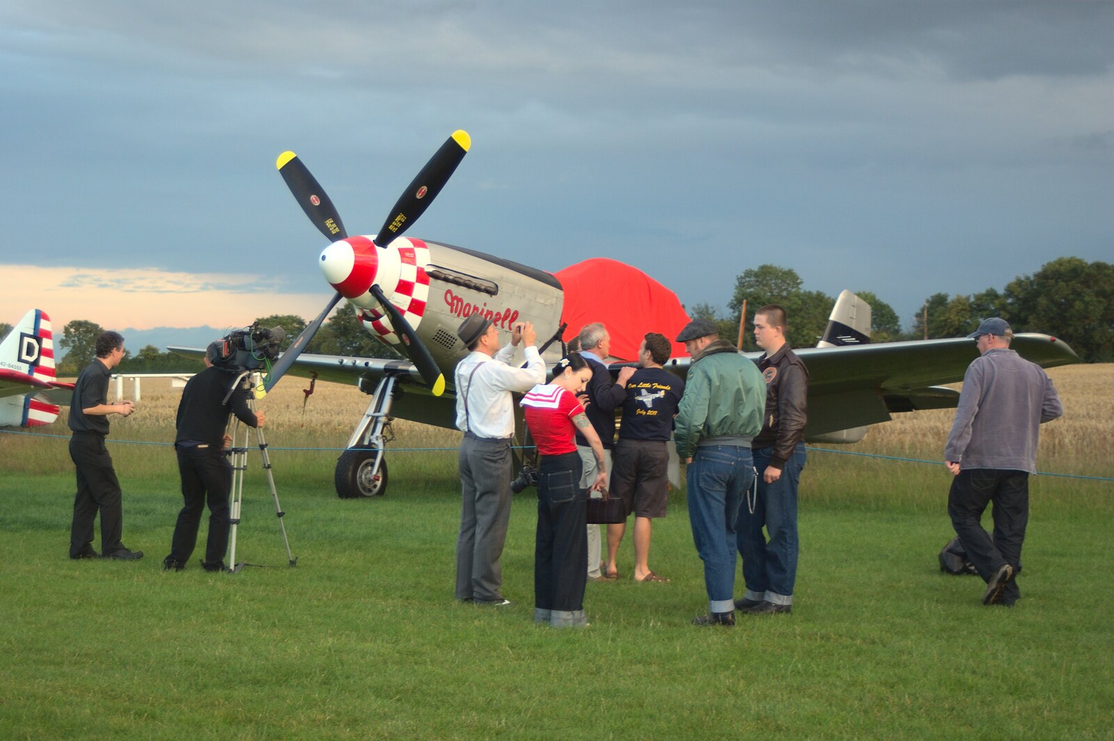 Mingling around Marinell for photos from Maurice's Mustang Hangar Dance, Hardwick Airfield, Norfolk - 16th July 2011