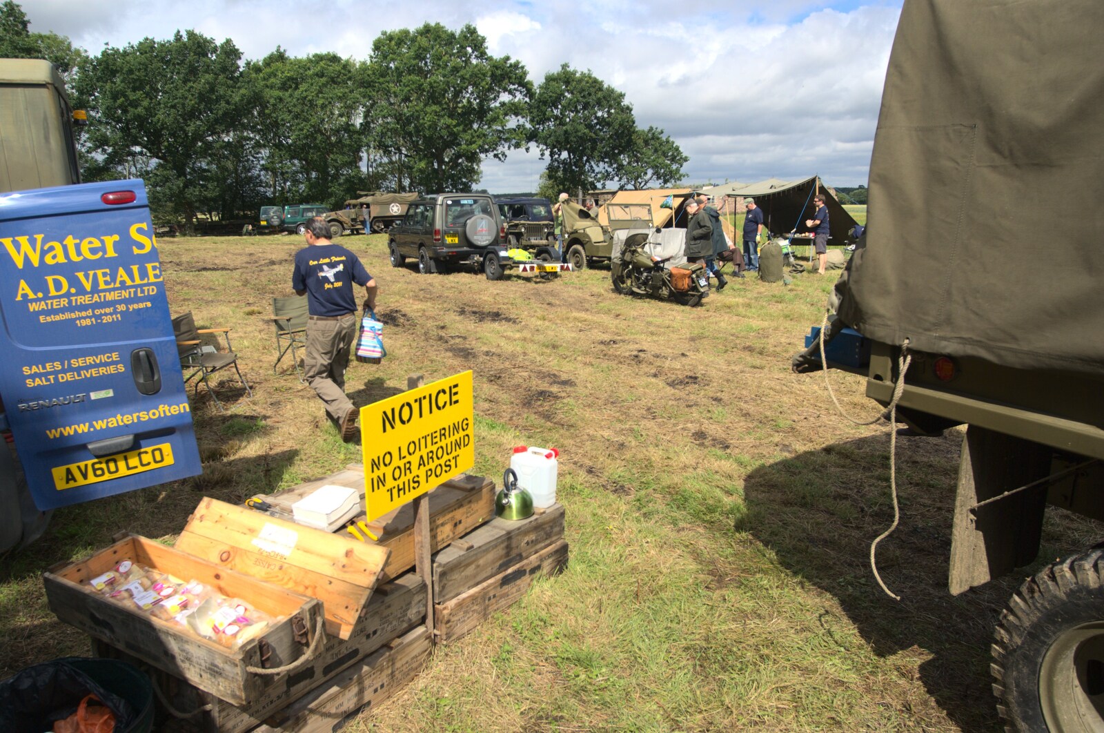 A 'no loitering' sign protects an ammo box from Maurice's Mustang Hangar Dance, Hardwick Airfield, Norfolk - 16th July 2011
