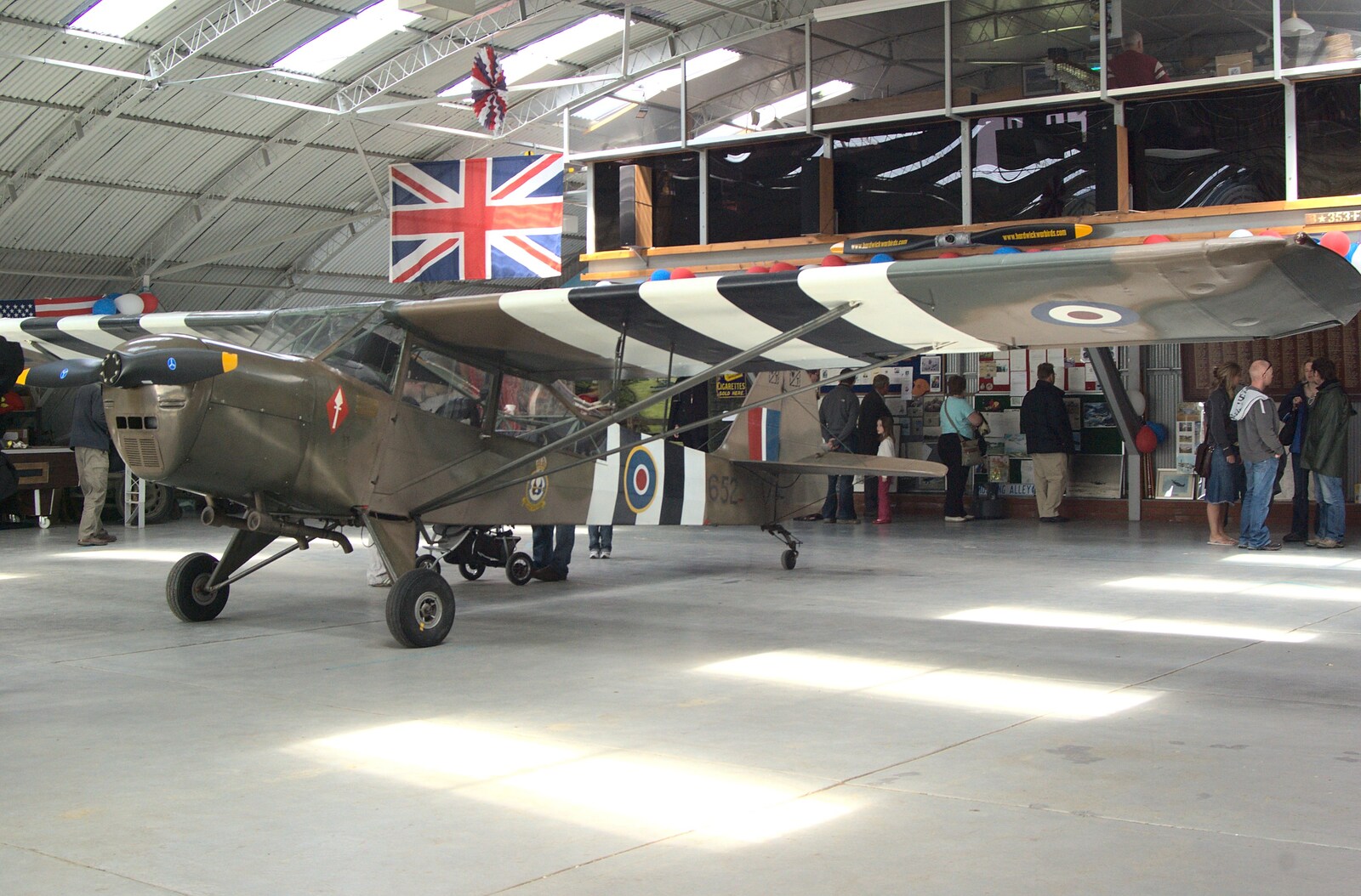 The Auster is back in the hangar from Maurice's Mustang Hangar Dance, Hardwick Airfield, Norfolk - 16th July 2011