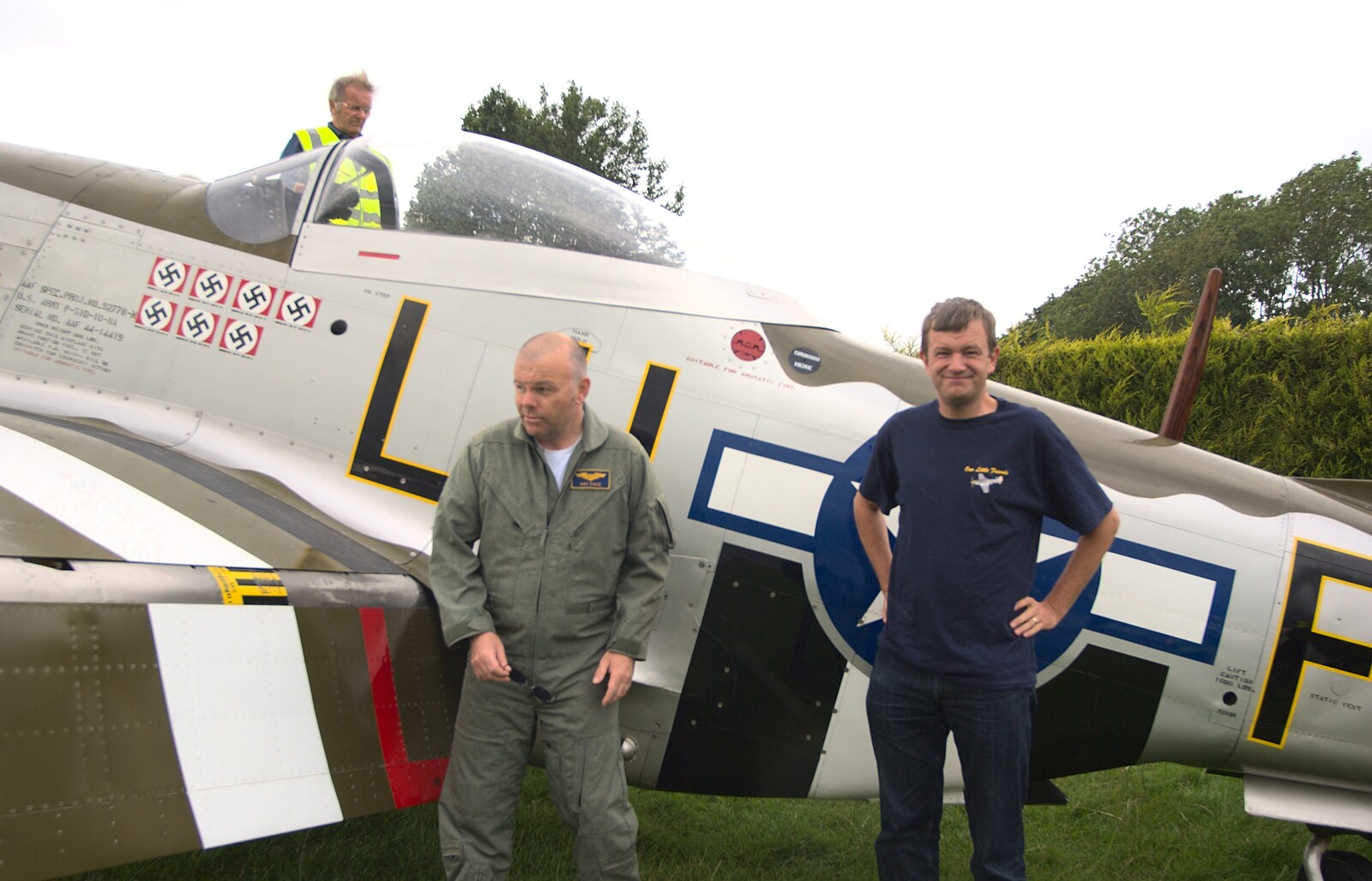 Dave and Nosher before the off from Nosher Flies in a P-51D Mustang, Hardwick Airfield, Norfolk (and the Whole of Suffolk) - 17th July 2011