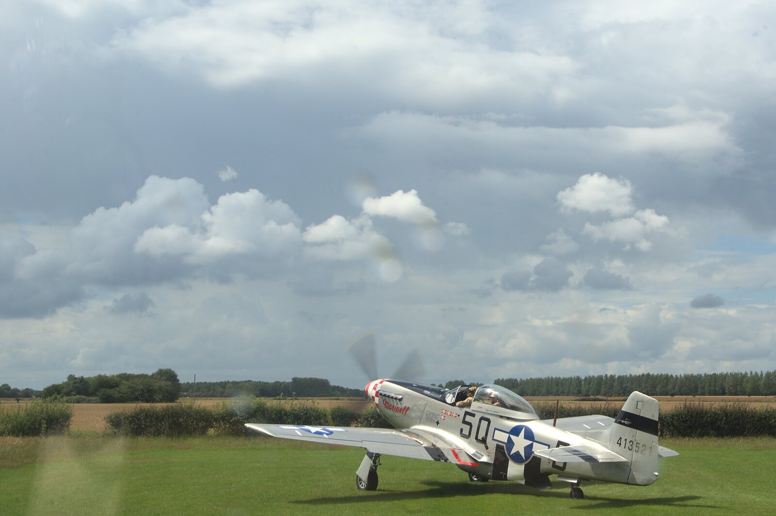 Marinell is just behind, ready for takeoff from Nosher Flies in a P-51D Mustang, Hardwick Airfield, Norfolk (and the Whole of Suffolk) - 17th July 2011