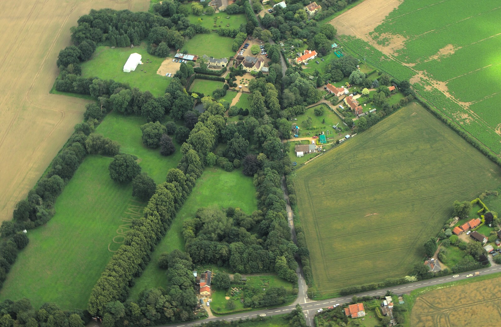 The avenue of the nearby Cornwallis Hotel from Nosher Flies in a P-51D Mustang, Hardwick Airfield, Norfolk (and the Whole of Suffolk) - 17th July 2011