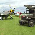 Janie, the Harvard and a US-Army truck, Nosher Flies in a P-51D Mustang, Hardwick Airfield, Norfolk (and the Whole of Suffolk) - 17th July 2011