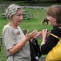 Mike's sister chats with Suzie, Mike's Memorial, Prince Hall Hotel, Two Bridges, Dartmoor - 12th July 2011