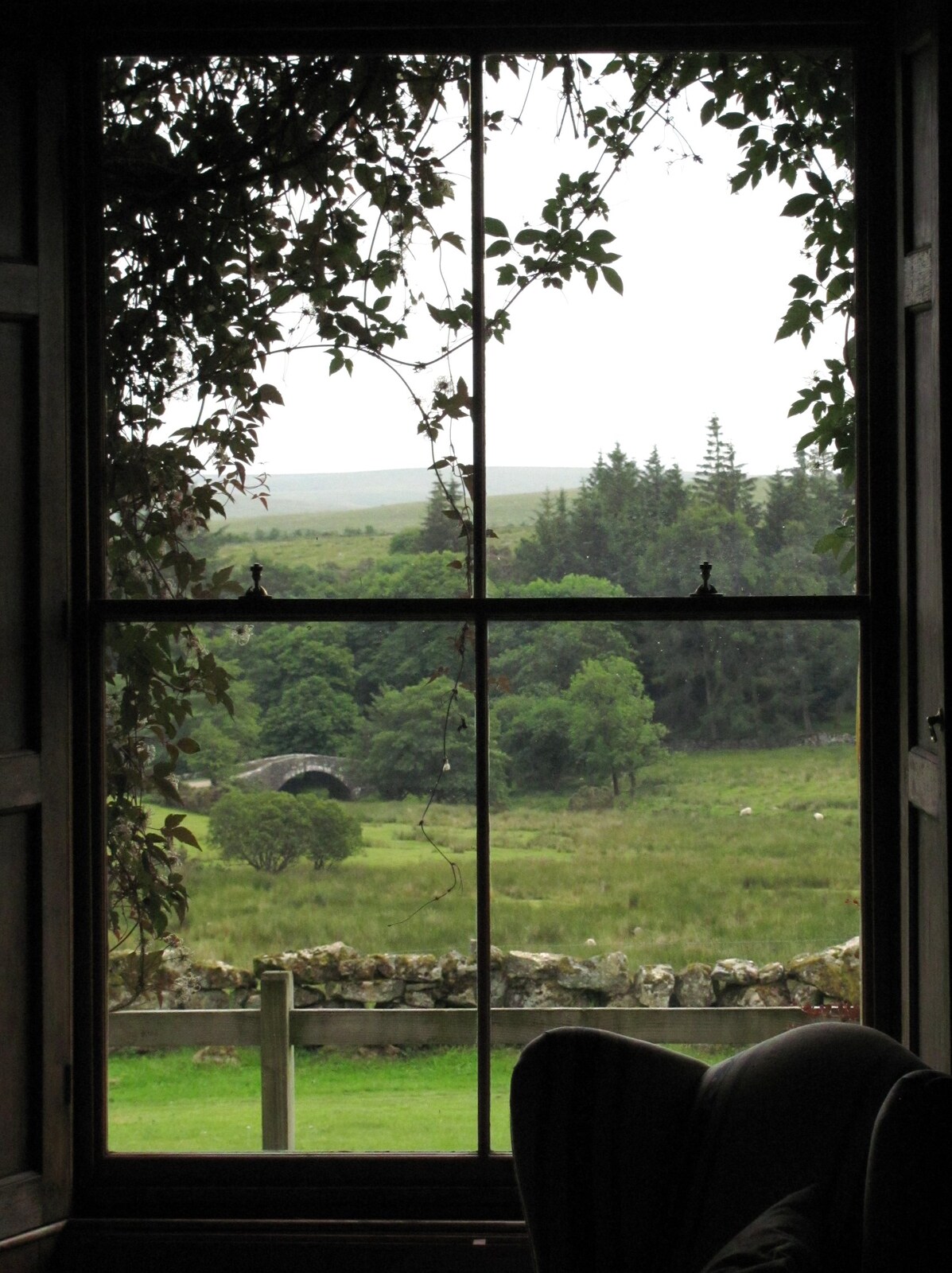 A view through the window from Mike's Memorial, Prince Hall Hotel, Two Bridges, Dartmoor - 12th July 2011