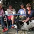 Sis holds Alfie by the collar, Mike's Memorial, Prince Hall Hotel, Two Bridges, Dartmoor - 12th July 2011