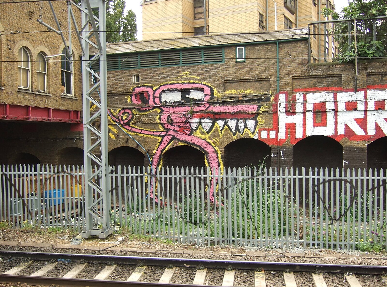 Some kind of alien pink octopus graffiti monster from On the Rails, and a Kebab, Stratford and Diss, Norfolk - 31st July 2011
