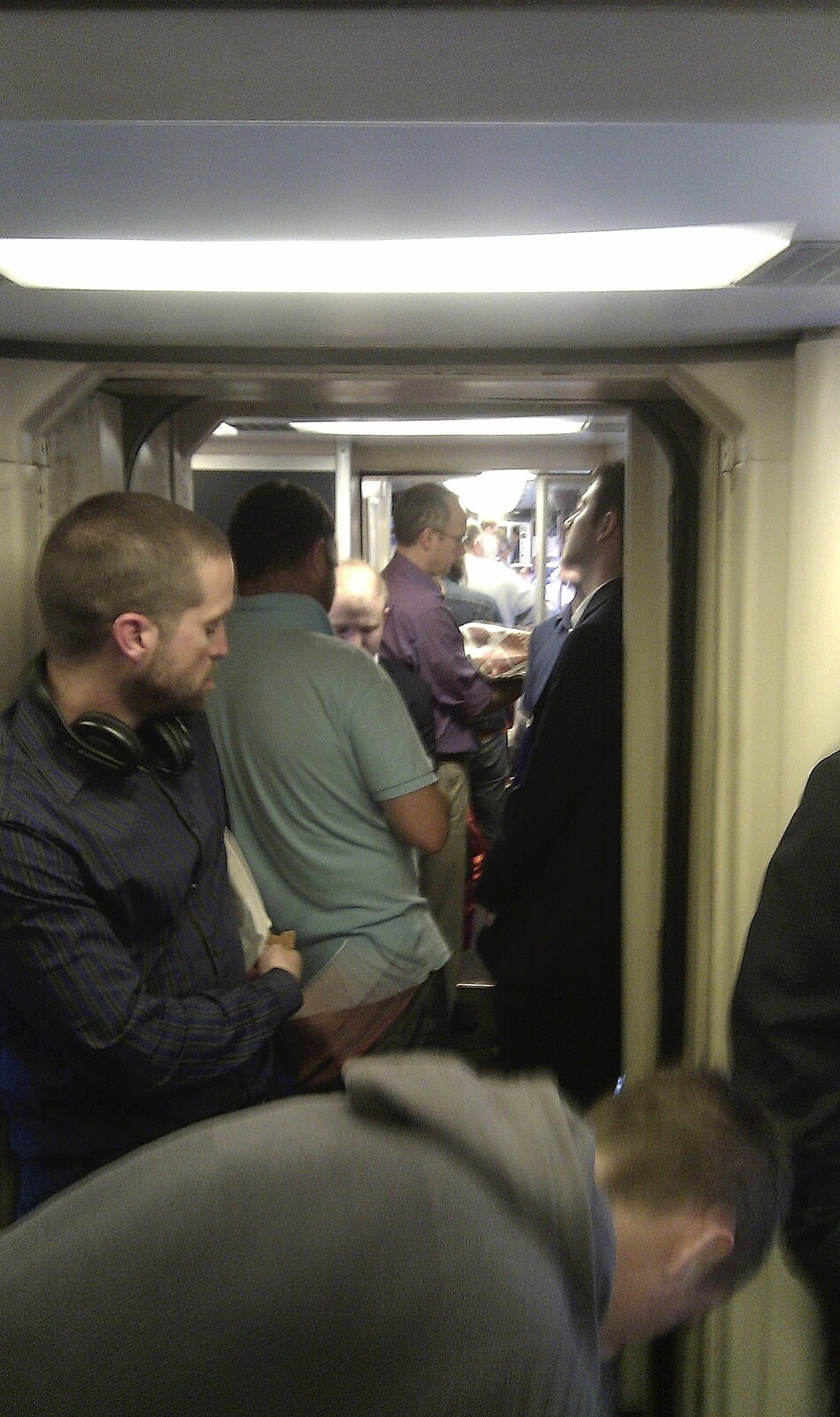 It's standing-room only on the train back from On the Rails, and a Kebab, Stratford and Diss, Norfolk - 31st July 2011