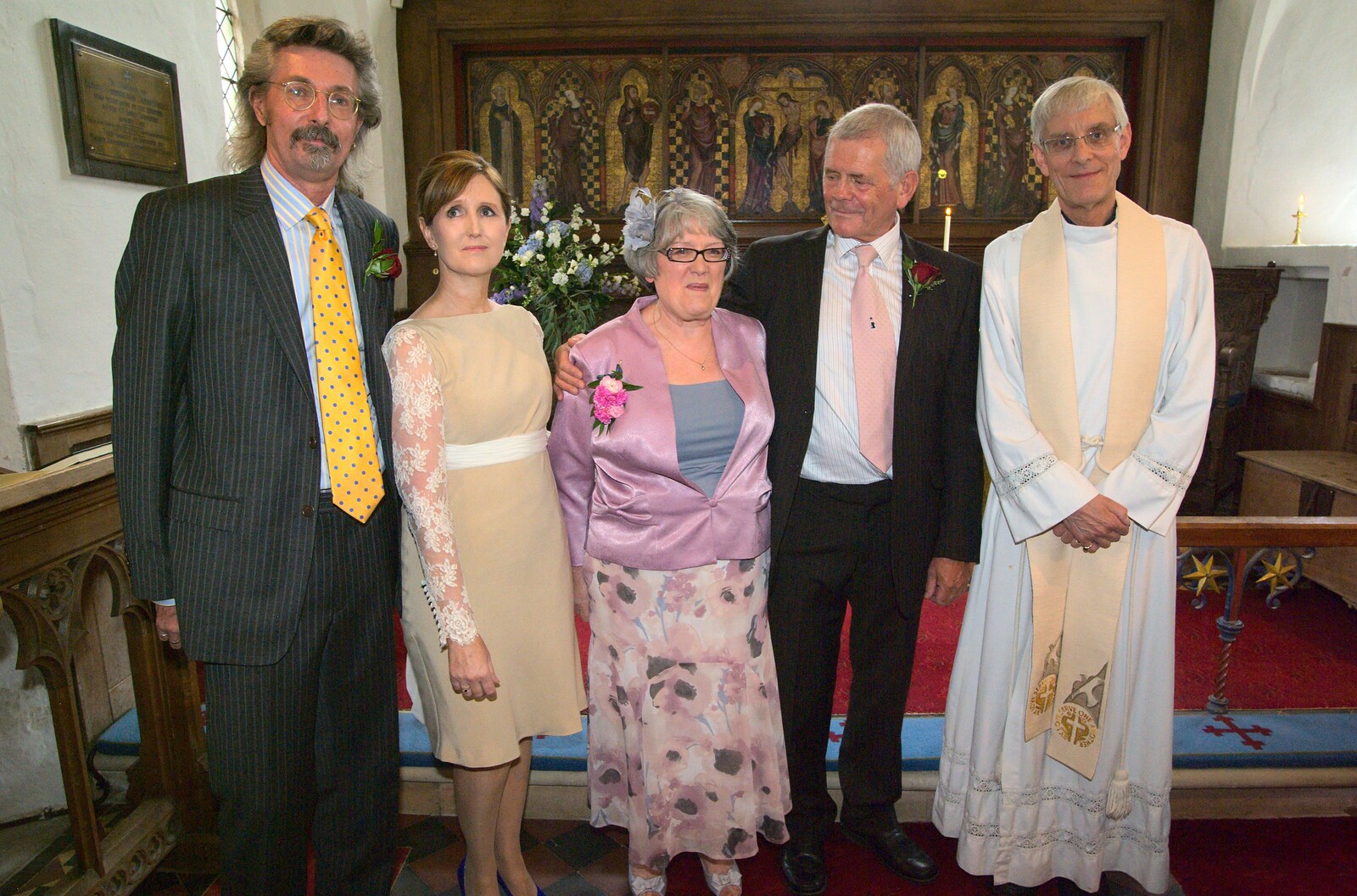 Rob, Wilma, the witnesses and the vicar from Rob and Wilma's Wedding, Thornham and Thrandeston, Suffolk - 6th August 2011