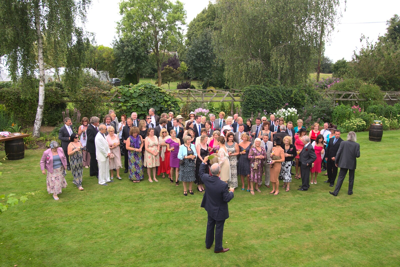 A group photo is prepared from Rob and Wilma's Wedding, Thornham and Thrandeston, Suffolk - 6th August 2011