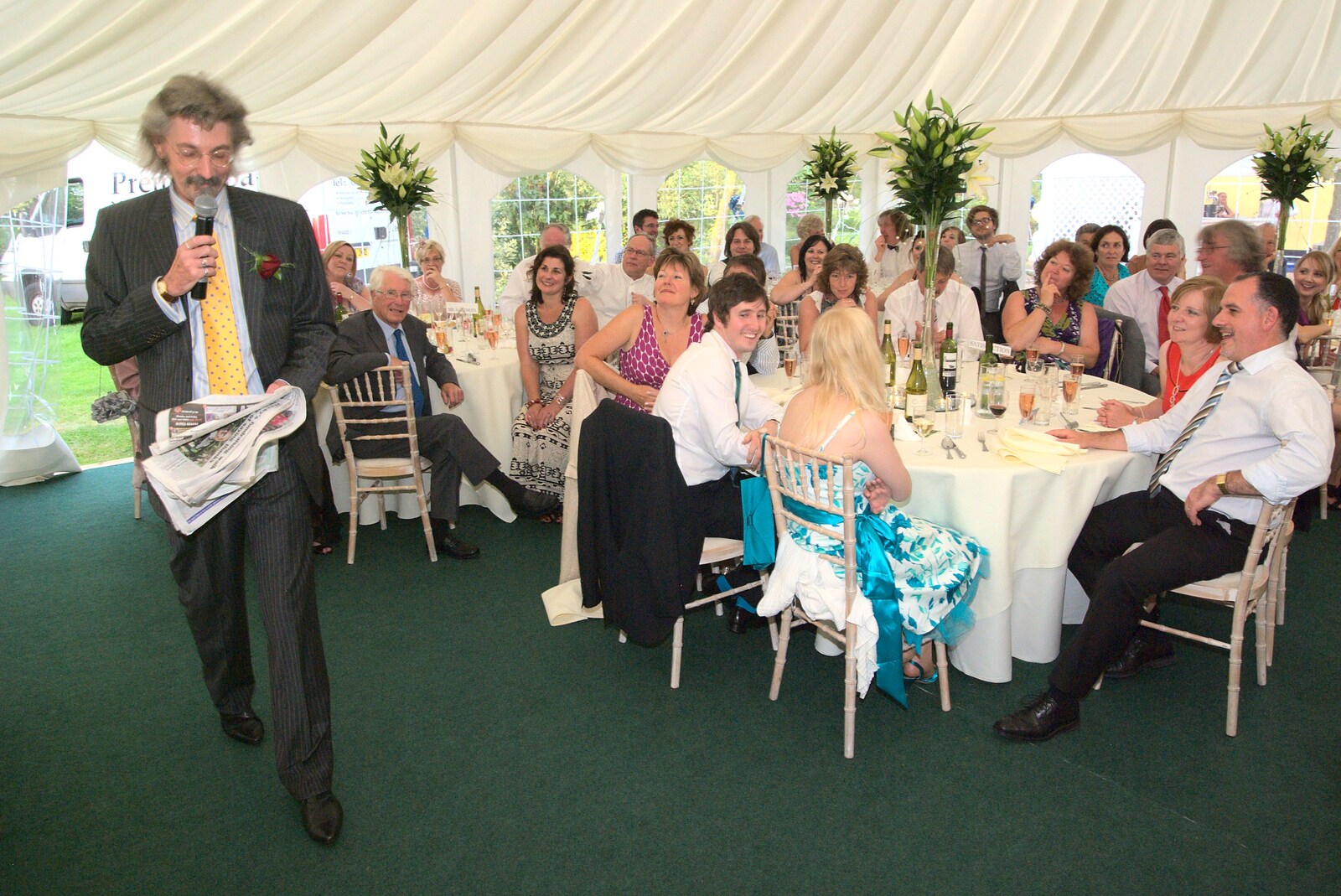 Rob roams around doing his speech from Rob and Wilma's Wedding, Thornham and Thrandeston, Suffolk - 6th August 2011