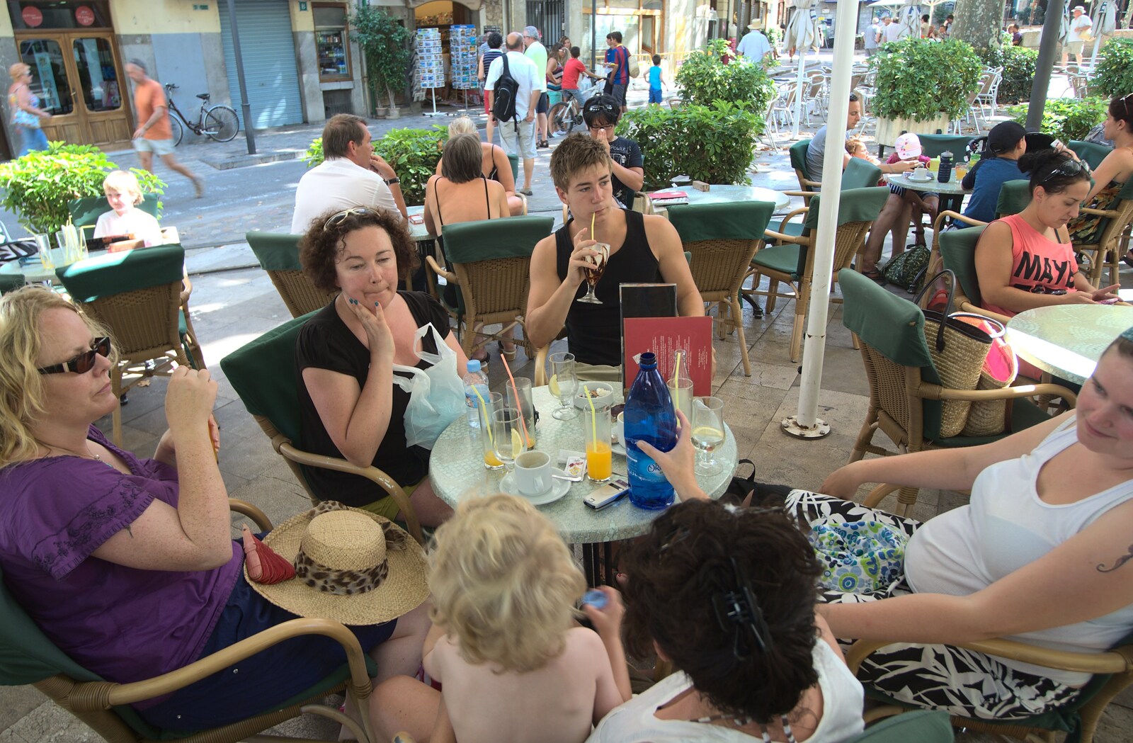 The splinter group hangs out in the square from A Tram Trip to Port Soller, Mallorca - 18th August 2011