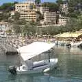 A covered boat drifts around, A Tram Trip to Port Soller, Mallorca - 18th August 2011