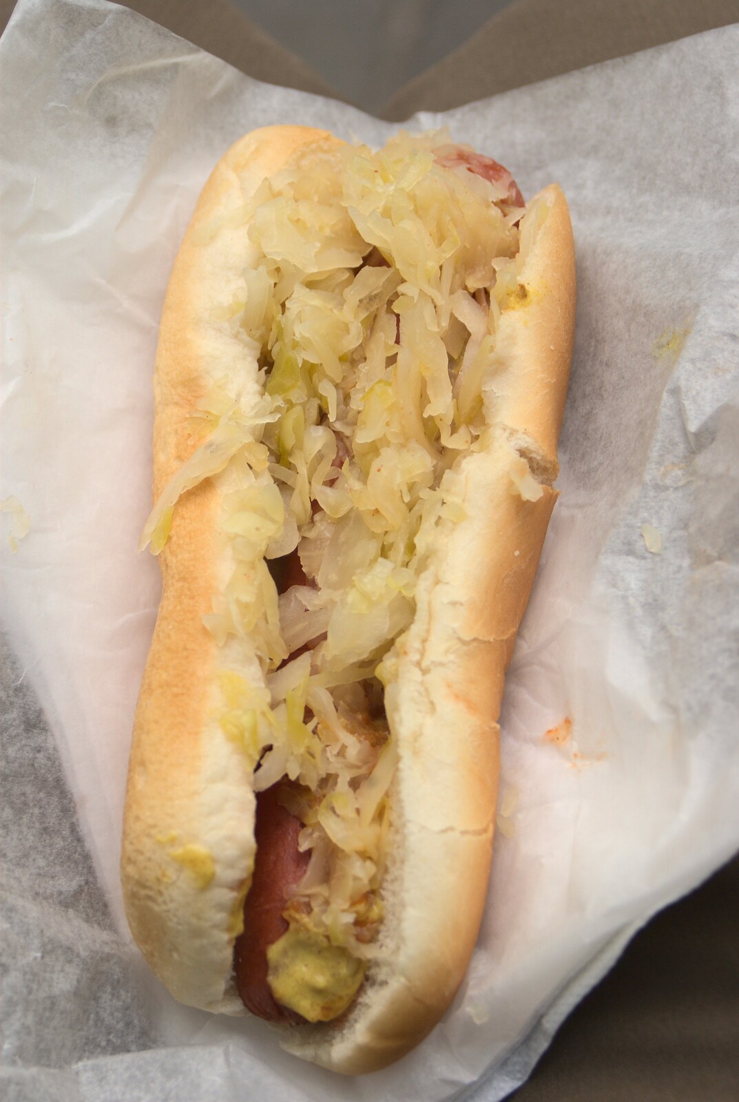 Nosher's second hotdog - with Sauerkraut from A Manhattan Hotdog, New York, USA - 21st August 2011