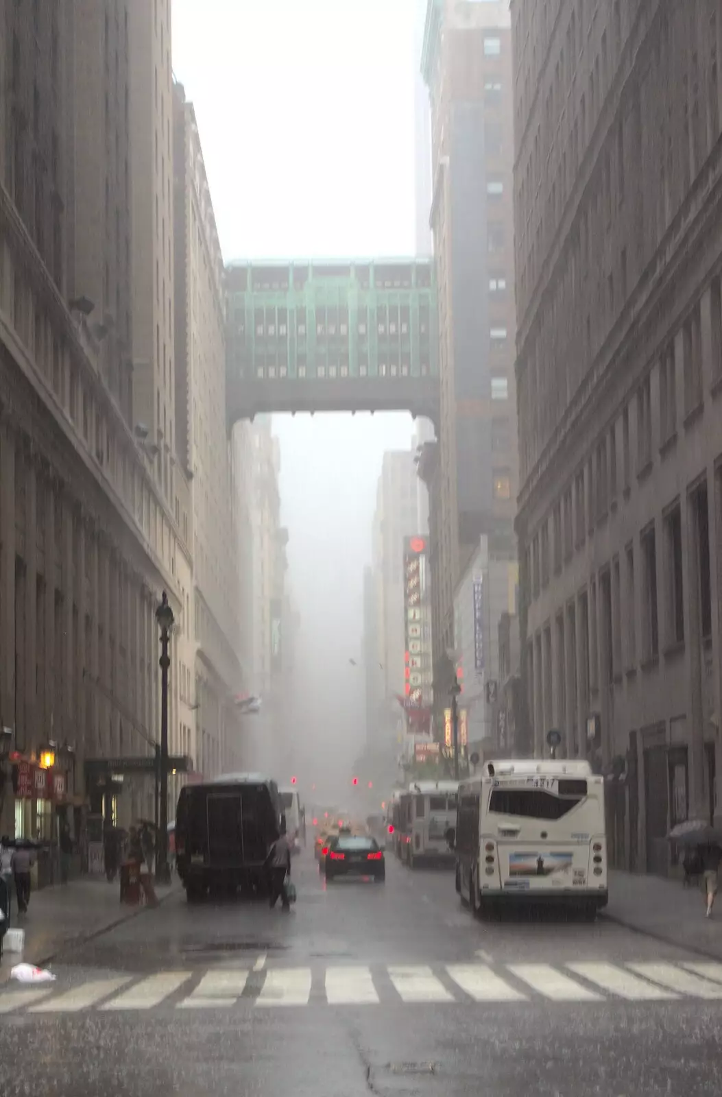 Opposite Penn Station, a wall of rain closes in, from A Manhattan Hotdog, New York, USA - 21st August 2011