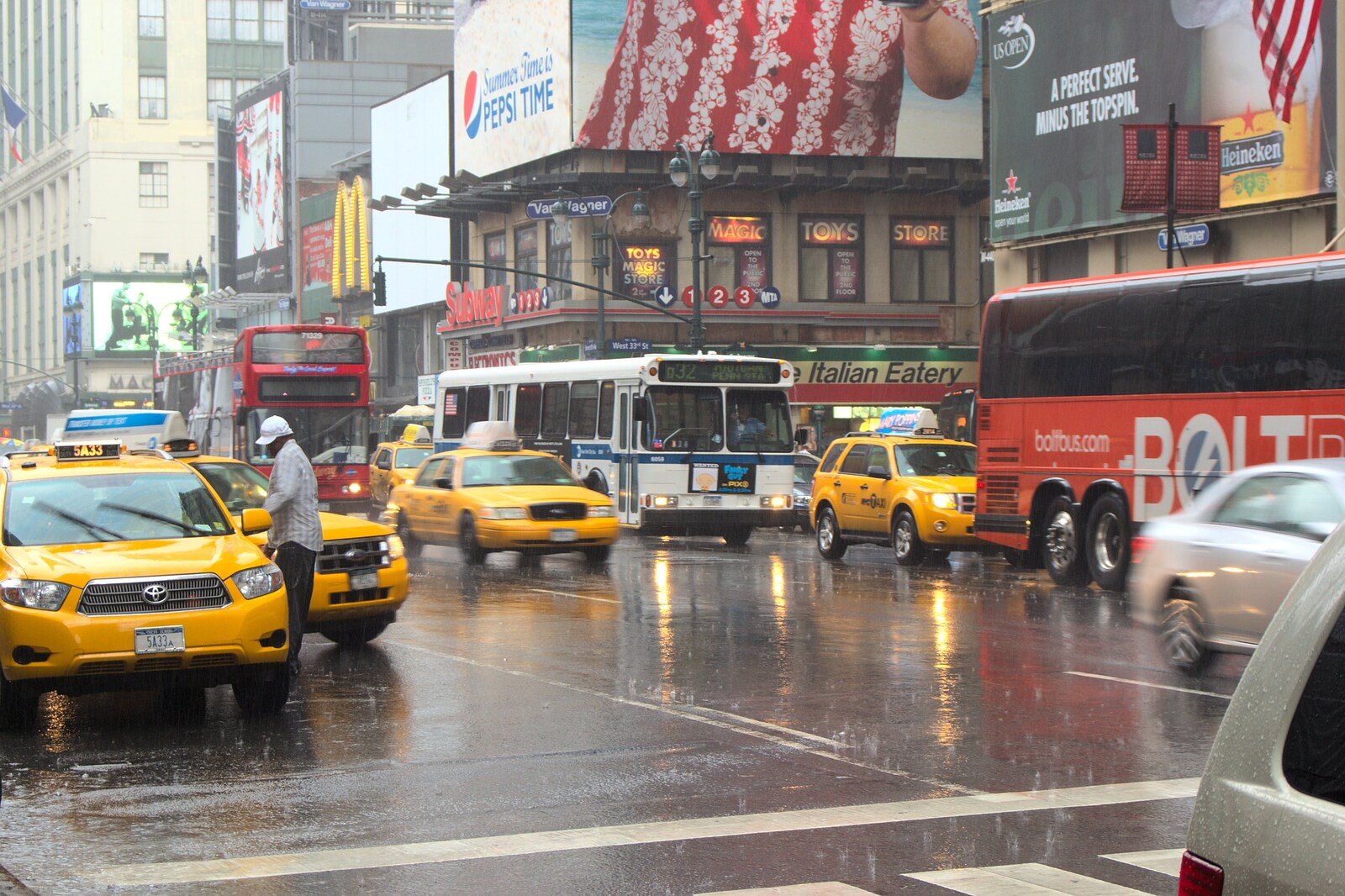 Rain lashes down from A Manhattan Hotdog, New York, USA - 21st August 2011