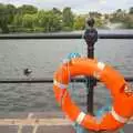 Bright orange life buoy by the Mere in Diss, Railway Graffiti, Fred's Balance Bike, and Lydia Visits - London and Brome, Suffolk, 24th August 2011