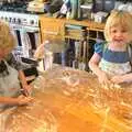 Fred and Lydia mess around in flour, Railway Graffiti, Fred's Balance Bike, and Lydia Visits - London and Brome, Suffolk, 24th August 2011