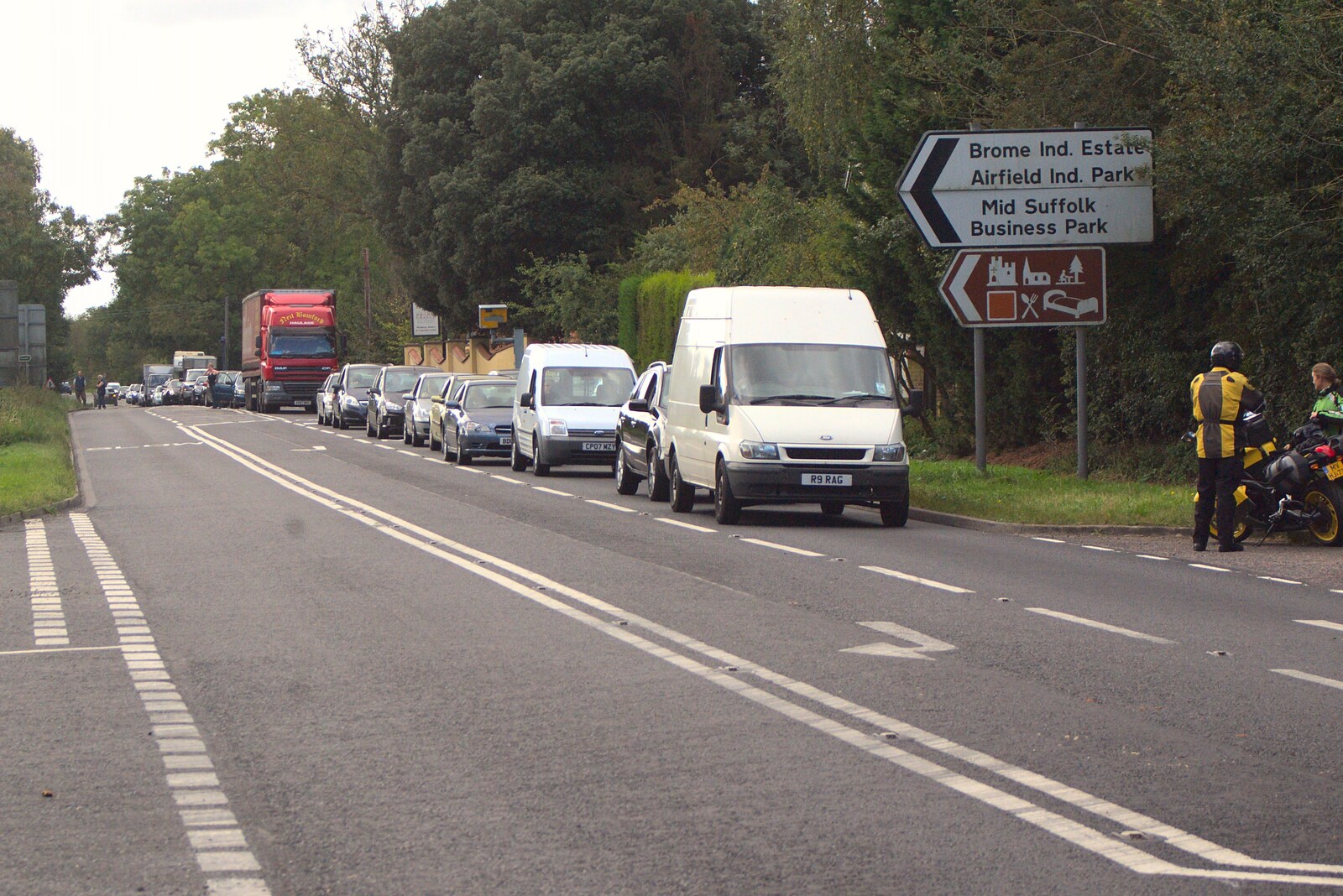 Traffic stacks up on the A140 from The Tour of Britain, Brome, Suffolk - 17th September 2011