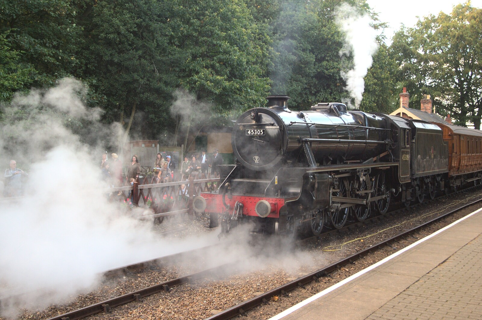 Stanier Class 5 loco 45305 gets its steam on from The 1940s Steam Train Weekend, Holt, Norfolk - 18th September 2011