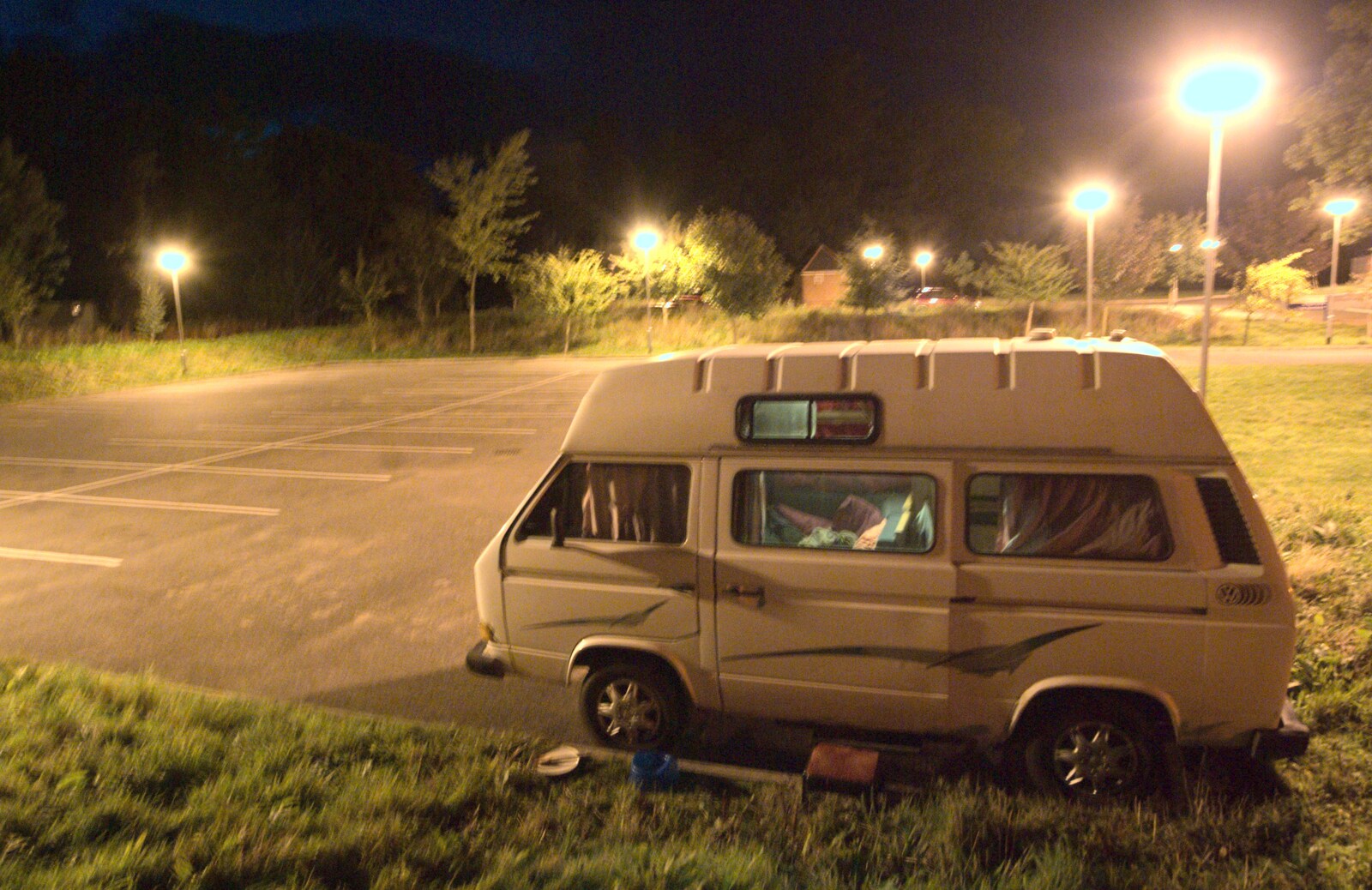 The camper van considers its night-time fate from The 1940s Steam Train Weekend, Holt, Norfolk - 18th September 2011