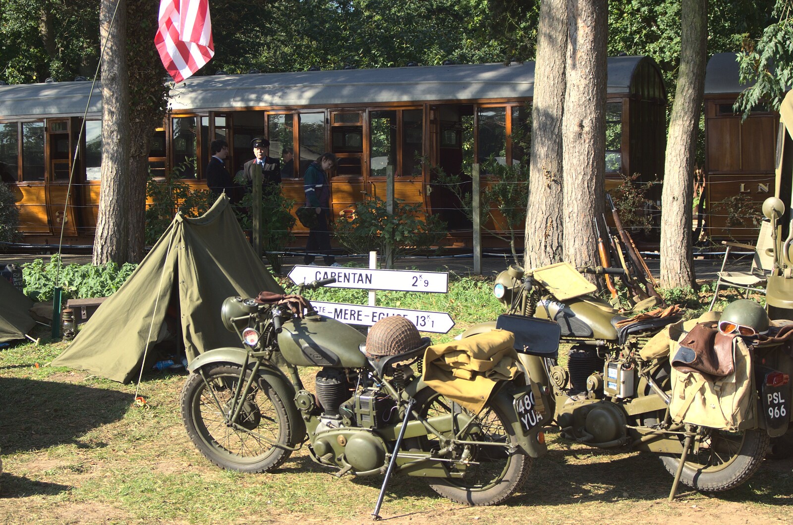 Army motorbikes from The 1940s Steam Train Weekend, Holt, Norfolk - 18th September 2011