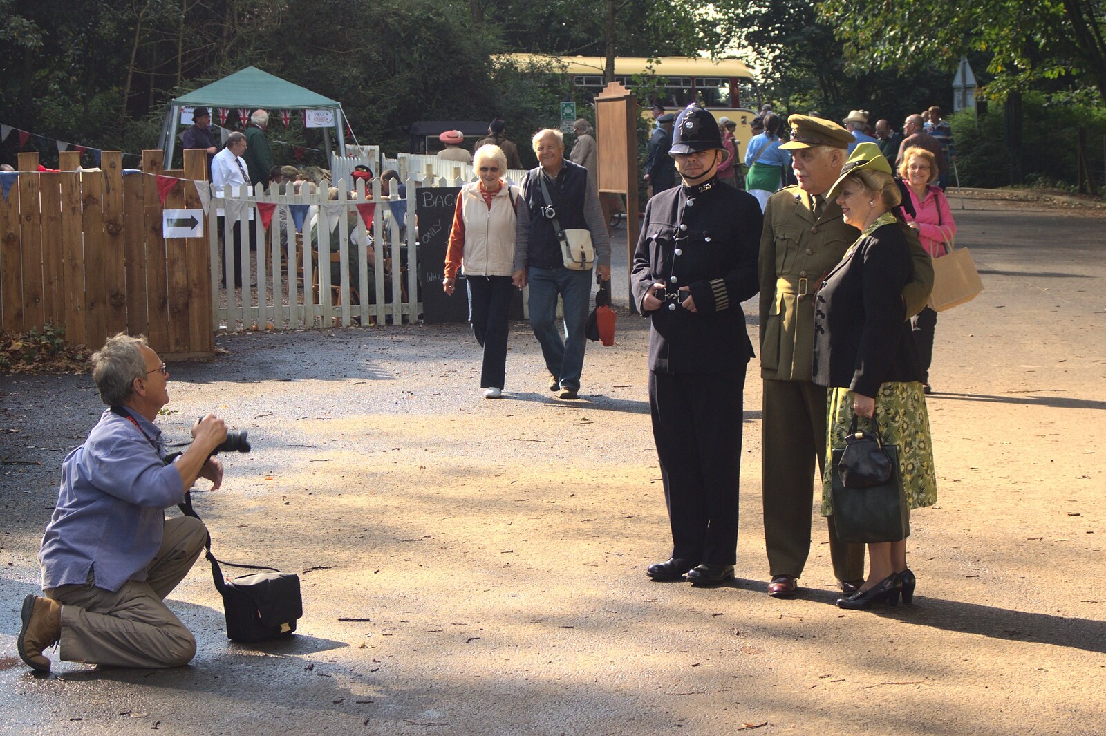A photographer gets a shot of the 1940s 'Old Bill' from The 1940s Steam Train Weekend, Holt, Norfolk - 18th September 2011