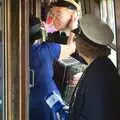 An accordion player does a tour of the carriages, The 1940s Steam Train Weekend, Holt, Norfolk - 18th September 2011