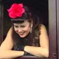 The Scarlet Woman looks out of a carriage, The 1940s Steam Train Weekend, Holt, Norfolk - 18th September 2011