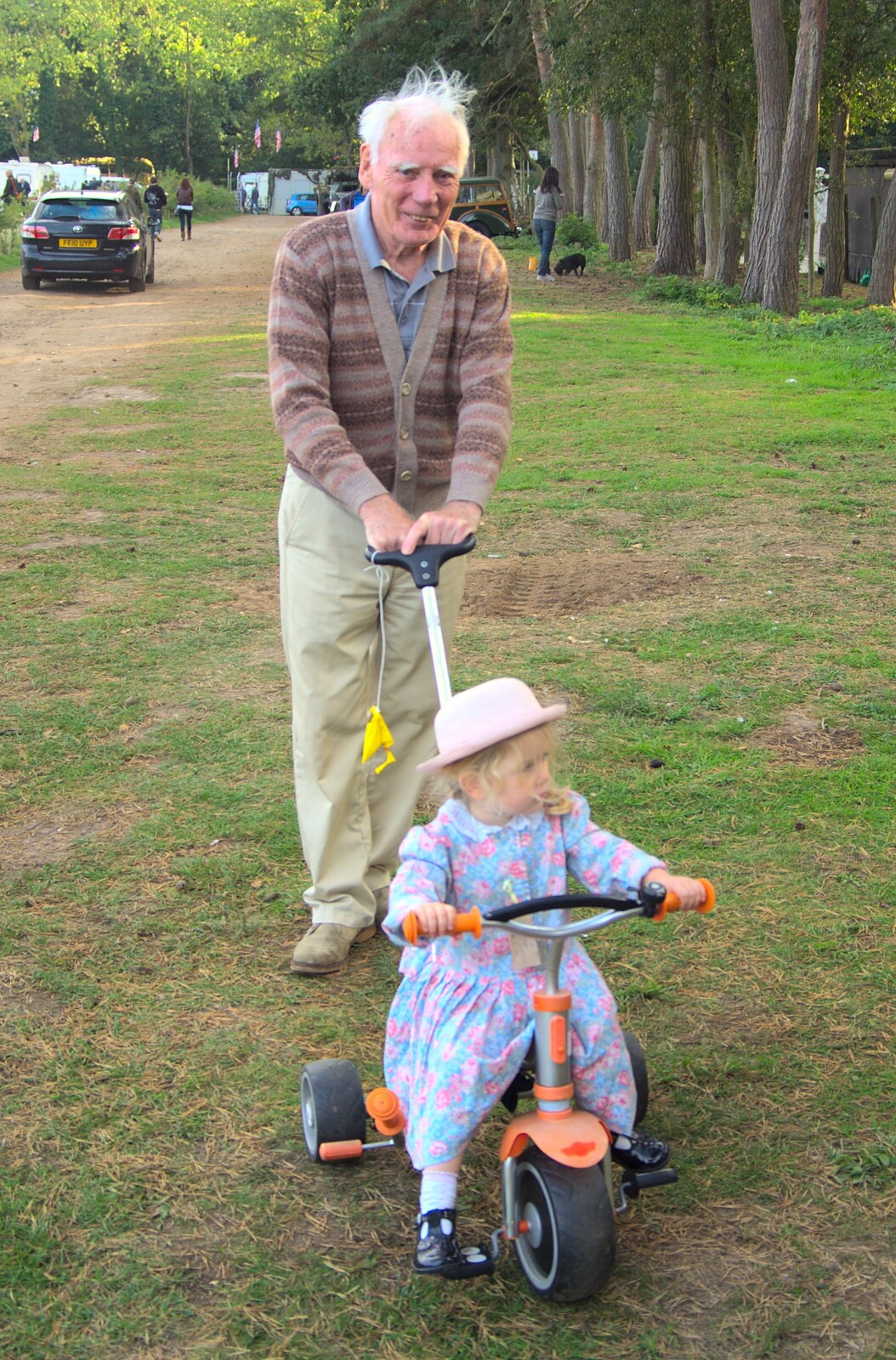 Amelia gets wheeled around by Grandad from The 1940s Steam Train Weekend, Holt, Norfolk - 18th September 2011