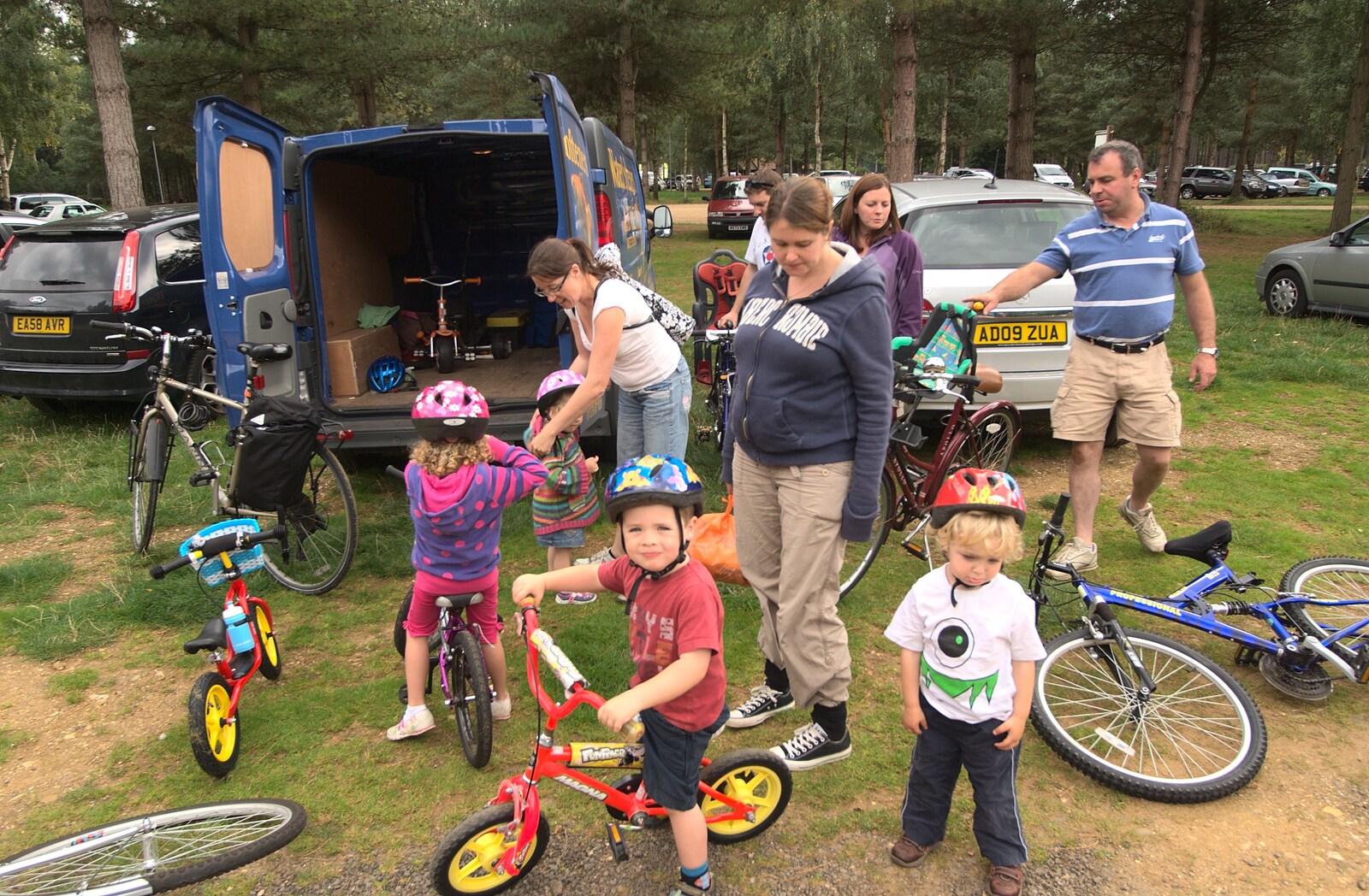The assembled bikes just before the off from Fred's Birthday and Mildenhall Camping, Suffolk - 25th September 2011