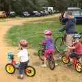 The children get ready to cycle off, Fred's Birthday and Mildenhall Camping, Suffolk - 25th September 2011