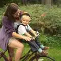 Fred gets a ride on Kirsty's bike, Fred's Birthday and Mildenhall Camping, Suffolk - 25th September 2011